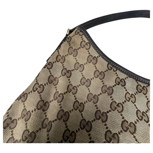 Gucci 169947 Monogram Hobo Dark Brown Canvas Shoulder Bag  READ DESCRIPTION - Picture 6 of 8